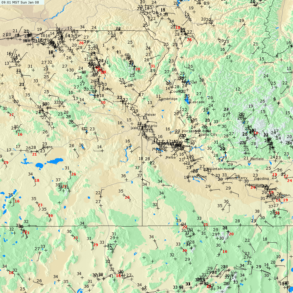 map of mesonet observations